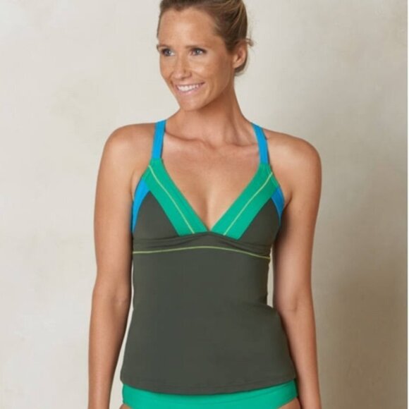[Prana] Colorblock Sporty Triangle Tankini Top - Picture 6 of 9